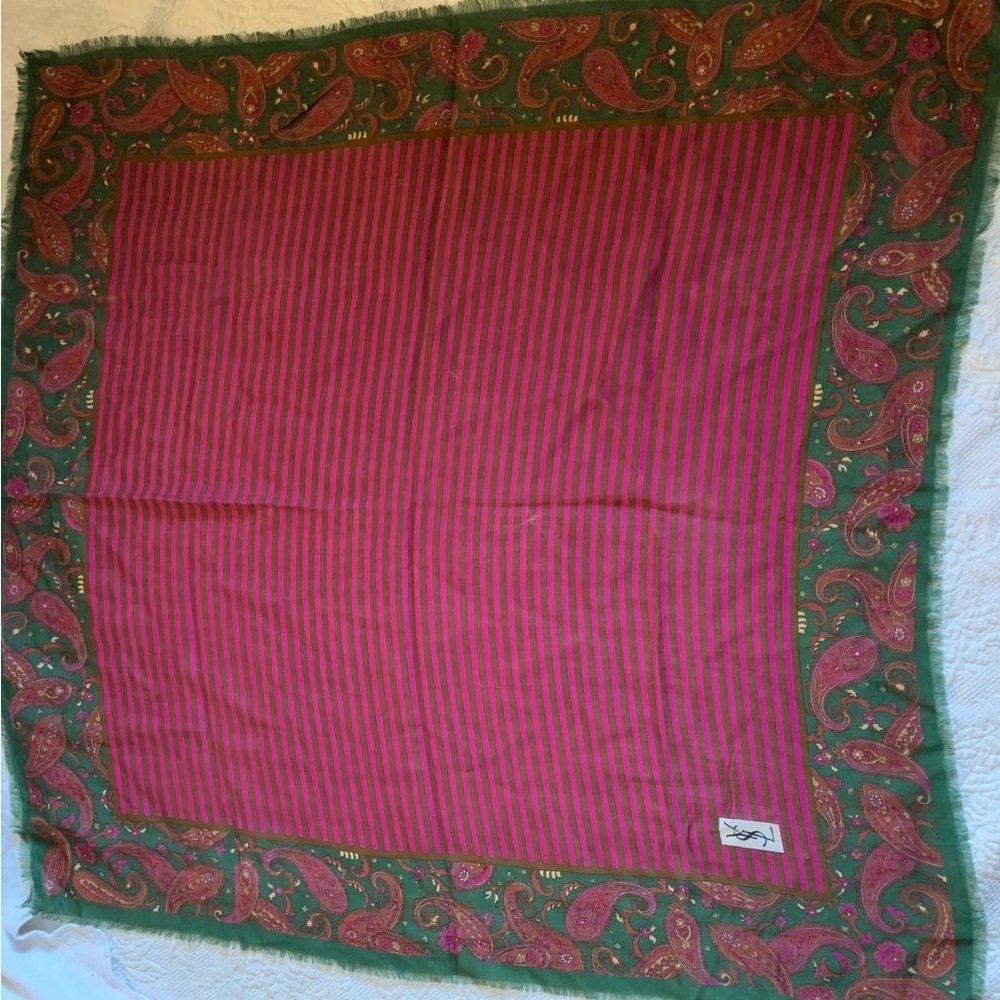 Vintage Yves Saint Laurent cotton scarf 34” X 34”